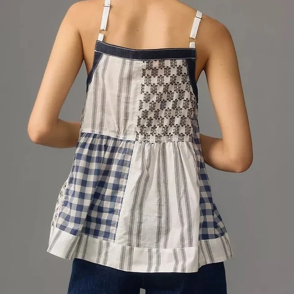 NWT Anthropologie Pilcro Patchwork Button-Front Apron Tank XSP - Picture 4 of 4